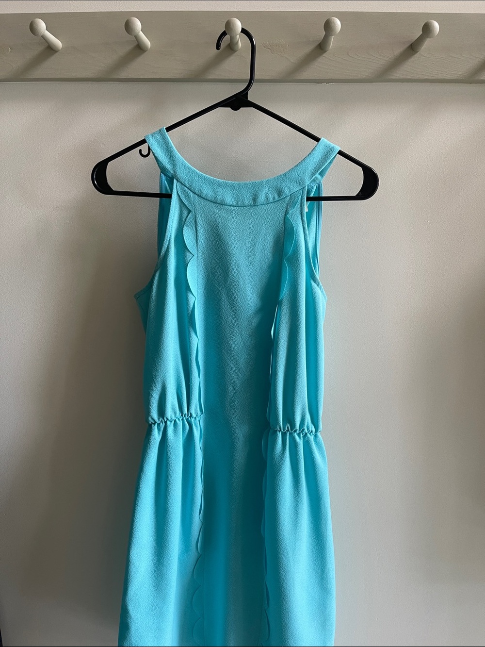 Sleeveless Scallop-Trim Aqua Women’s dress